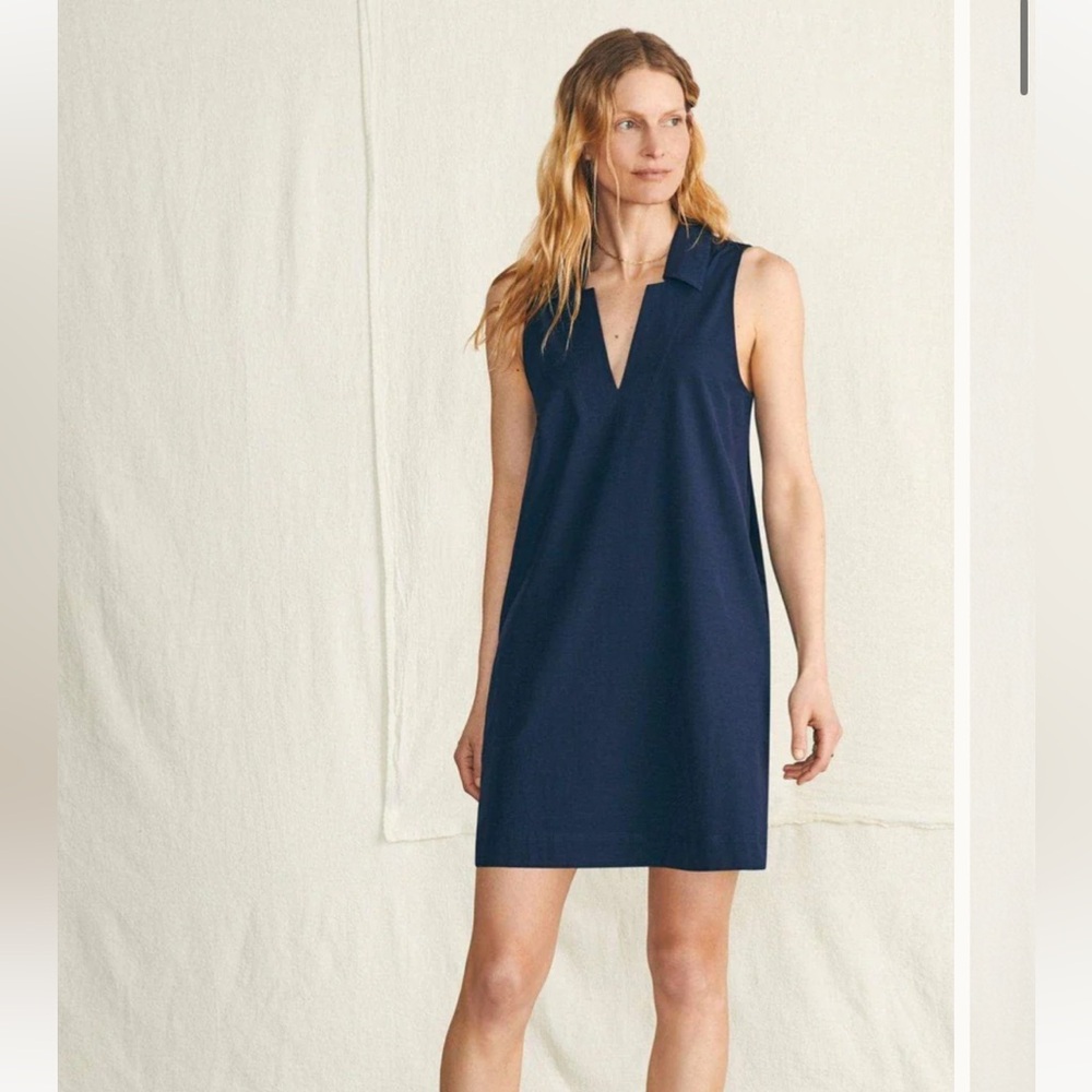 Faherty All Day Polo Dress in Navy Blazer